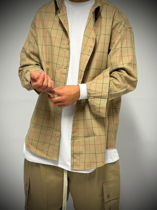 camicia beige oversize