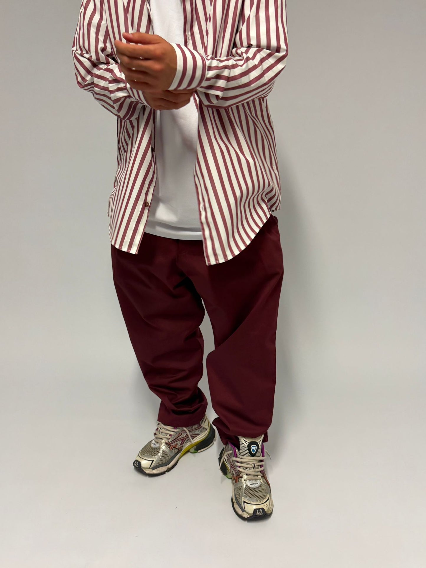 Camicia a righe bordeaux · 100% Made in Italy · Sartoriale Streetwear