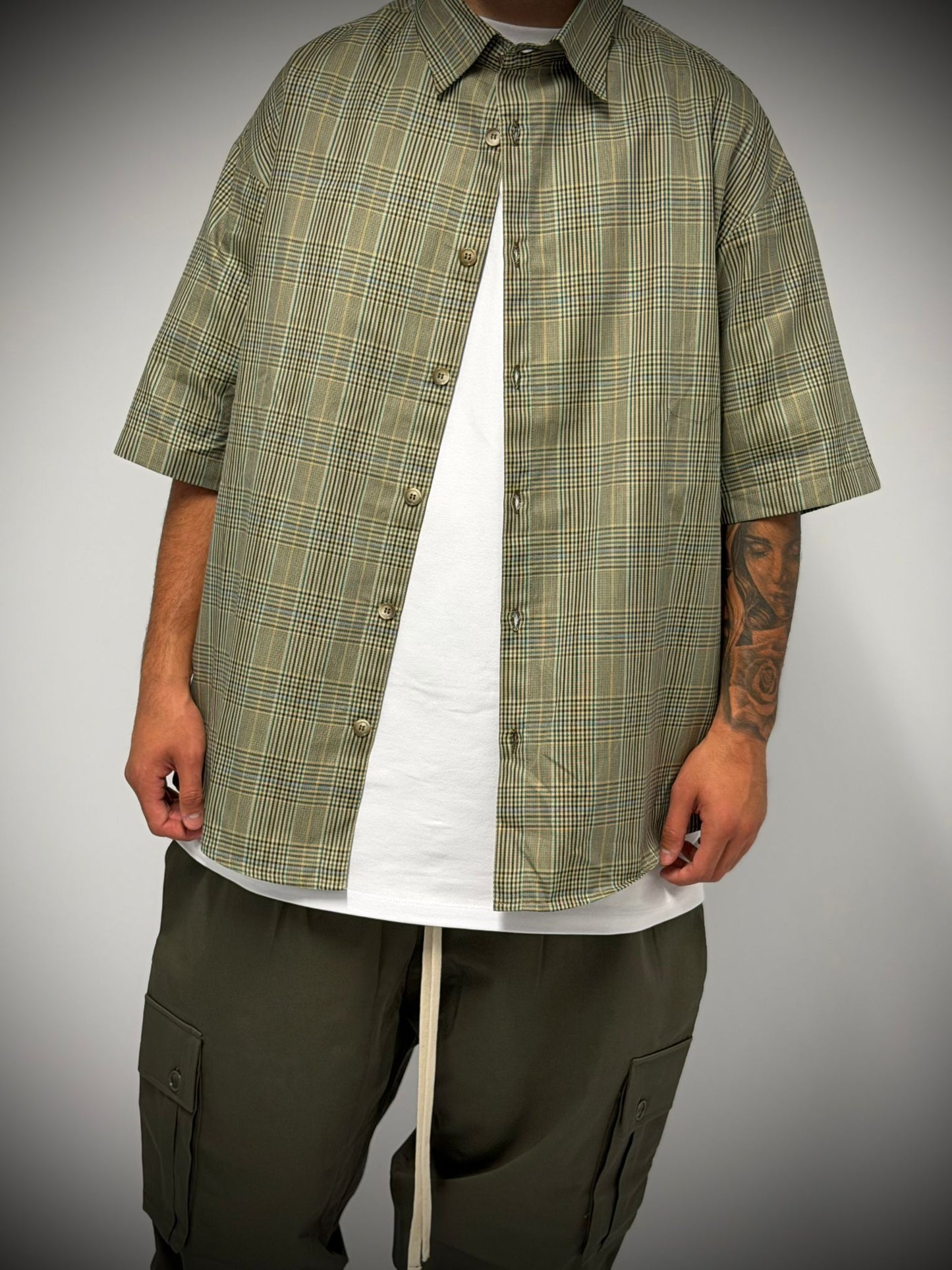 camicia a quadri verde