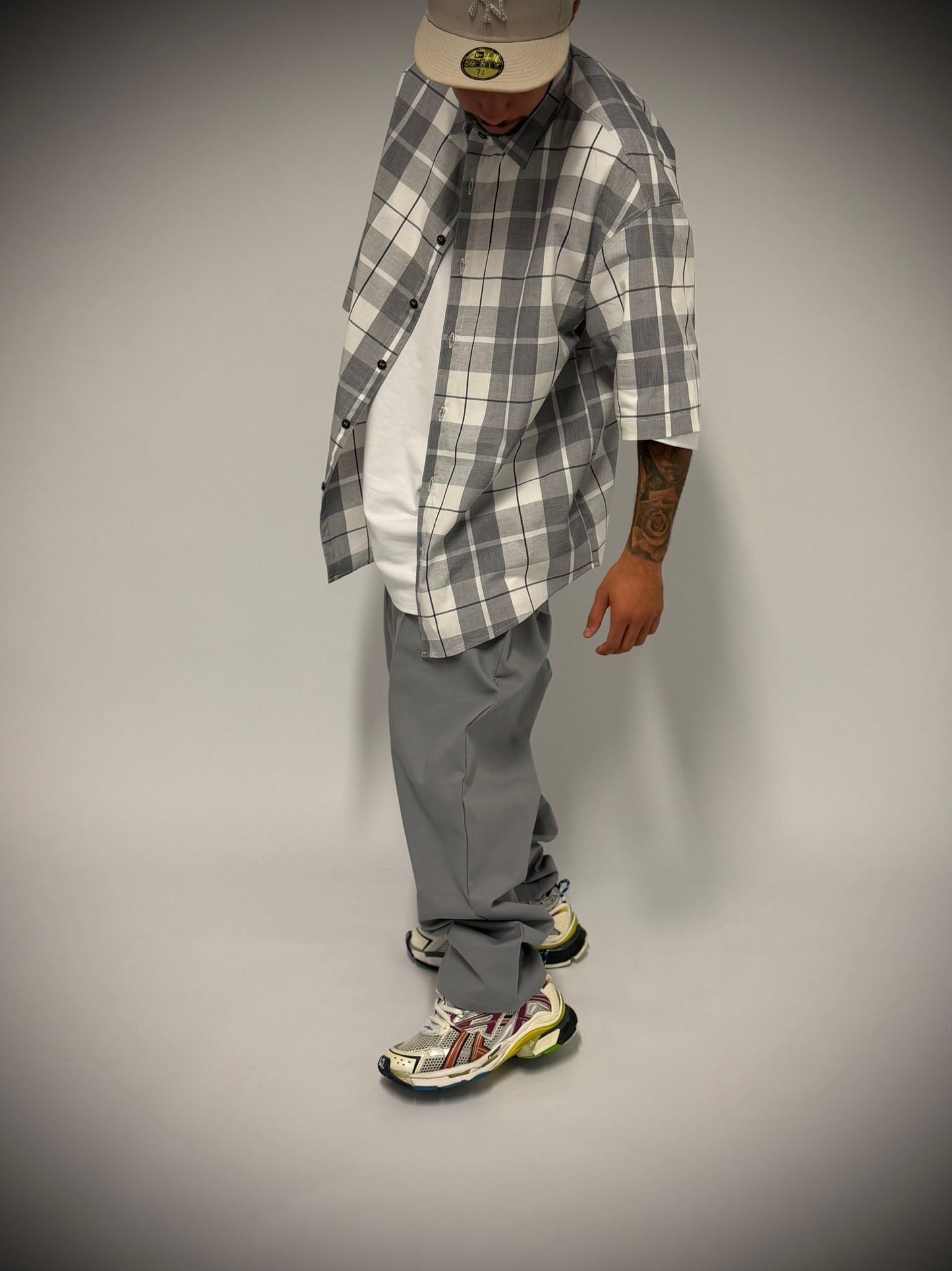 camicia a quadri manuca corta