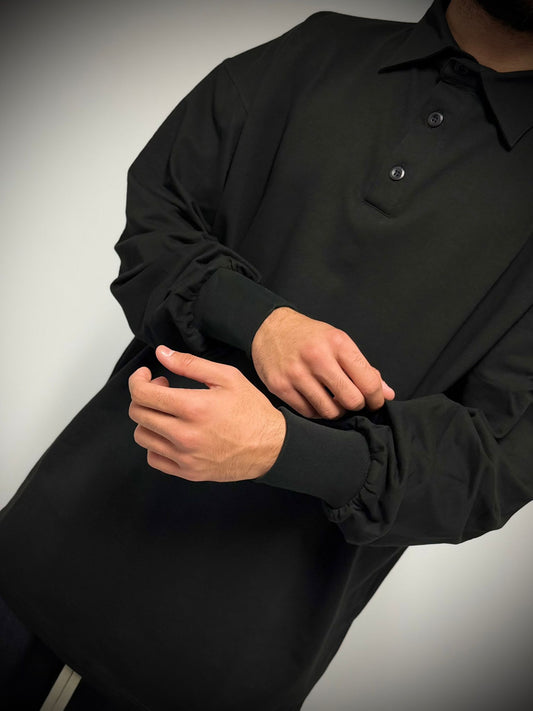 polo oversize a maniche lunghe nera