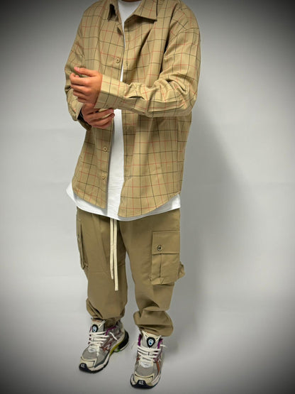 camicia beige oversize