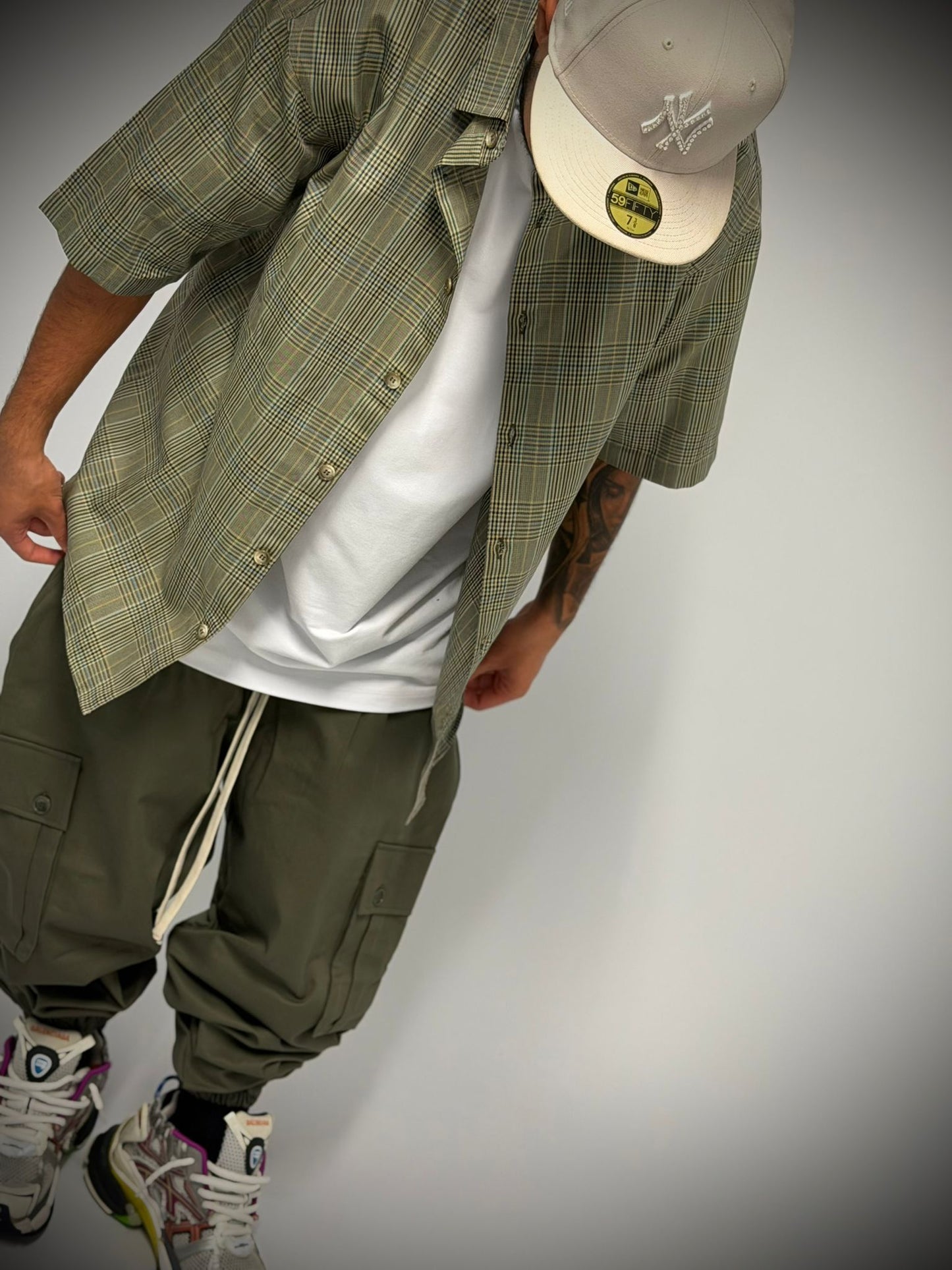 camicia a quadri verde