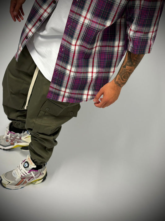 pantalone cargo verde fondo stretto